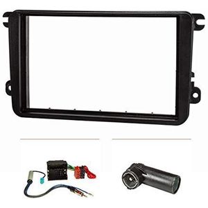 tomzz - 2457-000 - Dubbele DIN Radio Bezel Set - Zwart - Compatibel met VW Golf 5 V 6 VI Touran Passat 3C Caddy EOS Skoda Octavia