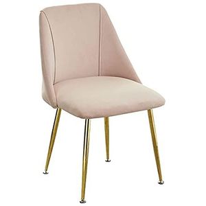 GEIRONV 1 stks metalen benen dining stoel, fluwelen stoel en rugleuningen bureaustoel keuken slaapkamer lounge stoel 51 × 49 × 78 cm Eetstoelen (Color : Pink, Size : Golden Legs)