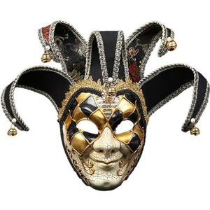 Bemvp Venetiaans maskerademasker, volgelaatsmasker, nar masker, carnavalskostuum, cosplay, verkleedaccessoire voor mannen, performance party