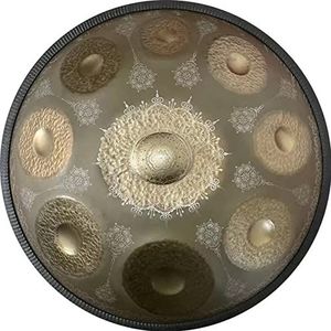 Met de hand gesmede handpan stalen trommel, 22 inch 9 noten D kleine zware handtrommel percussie met draagtas, mallets, beugel, cadeau for muziekliefhebber en beginners