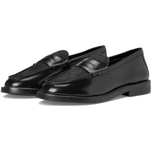 Steve Madden Madison Loafer voor dames, plat, zwart leer, maat 36, Zwart leder, 39 EU