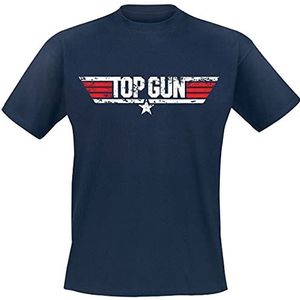 Top Gun Distressed Logo T-shirt navy M 100% katoen Fan merch, Film