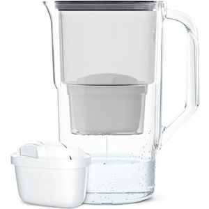 Wessper Waterfilter-Karaf 2.5 L, Compatibel Met Brita Maxtra, voor Vermindering van microplastics, Chloor, kalkaanslag en onzuiverheden | Bevat waterfilterkan + waterfilterpatroon/Zwart