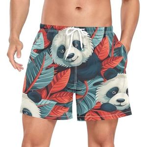 Niigeu Cartoon Funny Panda Bear Zwembroek voor heren, sneldrogend, met zakken, Leuke mode, XXL