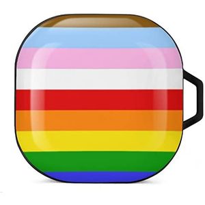 LGBT Rainbow Transgender Pride Flag Oordopjes Hoesje Compatibel met Samsung Hard Shell Beschermhoes Zwart-Stijl