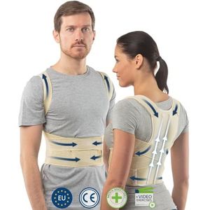 Rugbrace postuur corrector voor mannen en vrouwen van aHeal | Geavanceerde rugondersteuning en ondersteuning van de bovenste lumbale ruggenwervels | Complexe postuurcorrectie | Maat 2 Beige