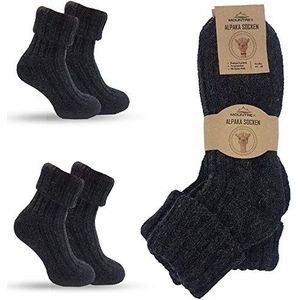 MOUNTREX® Alpaca-sokken, wollen sokken voor dames en heren, wintersokken, warme huissokken, thermosokken, dik, 2 paar, 35/38 EU