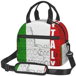 EdWal Romeins Colosseum Italiaanse vlag print lunchtas voor vrouwen grote geïsoleerde lunchbox herbruikbare koeltas voor werk picknick reizen