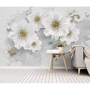 3D Moderne Muurschildering Slaapkamer Witte Bloemen Bloemen Bloem Landschap Woonkamer Muurschildering Home Decor-250Cm×170Cm