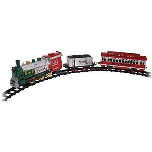 Kersttrein XXL 122 x 84 cm - 23-delig met licht - speelt kerstmuziek - mini-trein voor Kerstmis spoorbaan met locomotief, 2 wagons en 20 rails