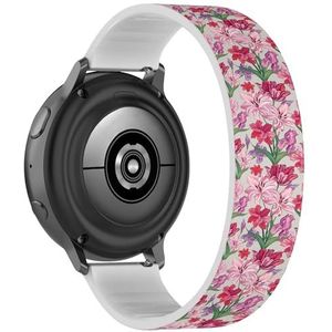 RYANUKA Solo Loop Strap compatibel met Samsung Galaxy Watch 6 / Classic, Galaxy Watch 5 / PRO, Galaxy Watch 4 Classic (bloemen decoratieve bloem) rekbare siliconen band band accessoire, Siliconen,
