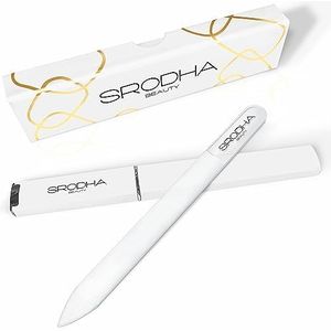 Srodha Nagelvijl van kristalglas, 3-delige set, professionele voorbereidingsset voor natuurlijke, gel- en acrylnagels, dubbelzijdig met beschermhoes