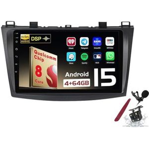 Android 15 Autoradio Sat Navi voor M-azda 3(2010-2013) 9 Inch Touchscreen Multimedia Speler met Draadloze Carplay GPS Navigatie FM RDS Bluetooth 5G-WiFi SWC DSP,M150s