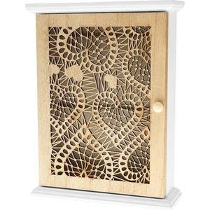 UBOHUZ Sleutelkast Houten Sleutelkast Decoratieve Sleutelhouder Wandmontage Sleutelhouder Doos Organizer Met 6 Haken Sleutelkast Voor Thuis Voor Thuis, Garage (Houtkleur C)