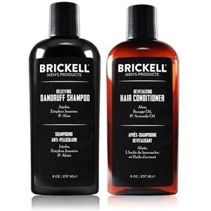 Brickell Men's Daily Relieving Hair Care Routine, Anti-roos Shampoo en Conditioner Set voor Mannen, Volledig Natuurlijk en Biologisch, Geparfumeerd