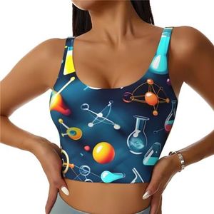 GFXEDSAH Abstracte wetenschap chemie print yoga bh's, workout tops met ingebouwde beha, stijlvol racerback ontwerp met gewatteerd comfort, Zwart, S