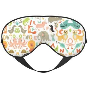 Zacht ademend slaapdierentuin alfabet dierenprint oogmasker, lichtblokkering, verstelbare riem, slaapmasker voor reizen, nachtwerk, kantoor