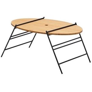 UQVUFIYJ Picknick klaptafel Opvouwbare ovale tafel for buiten Draagbare kampeerpicknick Zelfrijdende tafel Draagvermogen 30 kg Campingreismeubilair (bamboe en hout) Kampeertafel for buiten(Bamboo and