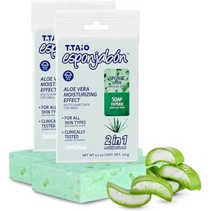 T.Taio Esponjabon zeepspons met aloë vera, zachte douchespons, reinigingsspons, vuil- en olieverwijdering, massage en schuim