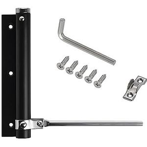 Stahlia Automatische deursluiter, zwart, (1 stuk), deurdemper, 75 kg, sluitkracht, kamerdeur, huisdeur, tuinpoort, scharnier, stangdeursluiter