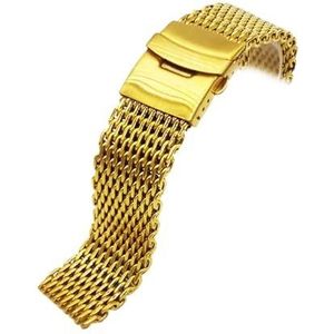 LUGEMA Compatibel Met Samsung Galaxy Watch Milanese Lusarmband Roestvrij Staal Gaas Geweven 18 20 22 24 Mm Dubbele Knop Solide Horlogeband Band (Color : Gold, Size : 20mm)