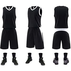 HULG Mode Basketbal Jersey, volwassen Basketbal Jersey, kinderen Basketbal Set, Heren Basketbal Jersey en Shorts Team Uniform met Zakken Sportkleding Uniform (jersey-06,4XL)