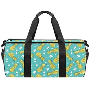 Kleurrijke tropische vruchten reizen duffle tas sport bagage met rugzak draagtas gymtas voor mannen en vrouwen, Tropisch fruit patroon groenblauw, 45 x 23 x 23 cm / 17.7 x 9 x 9 inch