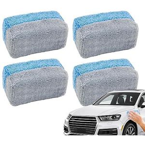 Microvezel-autowax-applicator, spons detailing autopad, 4 stuks - autowasgereedschap, voor het aanbrengen van was, coatings, afdichtingen en verzorgingsproducten Lambo