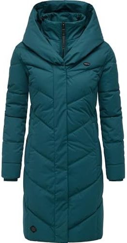 Ragwear Natalka Intl Winterjas voor dames, warm, gewatteerd, lang, waterdicht, met capuchon, XS-6XL, Dark Green25, XS