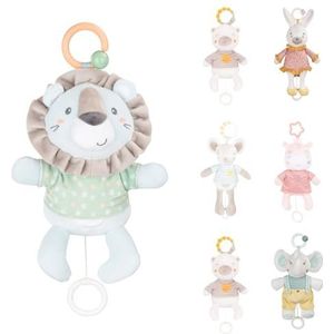 Kikkaboo Baby pluche muziekdoos, knuffeldier, opwindende muziekdoos, C-ring, slaaphulp, kleur: beige/groen