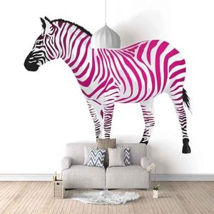 Minimalistisch Handgetekend Driedimensionaal Dier Zebra 3D Behang Effect Mural Studie Eetkamer Bank Slaapkamer Woonkamer Tv Decoratieve Muur-150cm×105cm