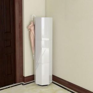 Vrijstaande, draaibare schoenenkast, hoekopbergruimte, moderne hoge schoenenkast met deuren, 360° draaibaar, smalle schoenenkastorganizer voor in de gang (wit)(9-Tier,35cm)