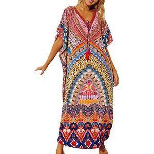 LikeJump Sneldrogende esthetische kaftan maxi strandjurk zomer bikini-overtrek badpak badjassen topjes voor vrouwen, Multi kleuren 1, one size
