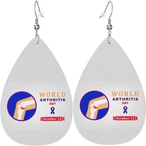 Oorbellen Osteoporose Awareness Day Faux Lederen Oorbellen Mode Teardrop Lederen Oorbellen Lichtgewicht Dangle Earring Voor Vrouwen Accessoire Gift, 3.8cm, Leer, Geen edelsteen