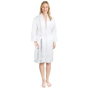 Hammetex Badjas, 100% katoen, uniseks, voor dames en heren, hoogwaardig, 400 g/m², zacht, absorberend, badstof, badjas voor paren, met zakken, wit, M-L