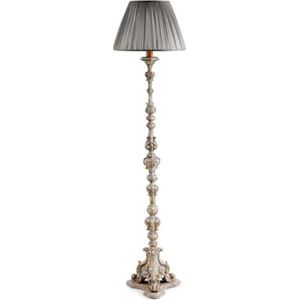 Casa Padrino Barok luxe vloerlamp antiek grijs / grijs Ø 33 x H 159,5 cm - Prachtige staande lamp in barokstijl met ronde kap - luxe kwaliteit