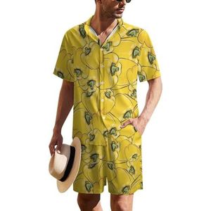 Capsicum patroon Hawaiiaanse pak voor heren, set van 2 stuks, strandoutfit, shirt en korte broek, bijpassende set