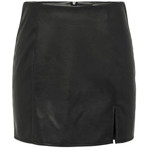 ONLY Vrouwelijke rok in lederlook, korte rok, zwart, L