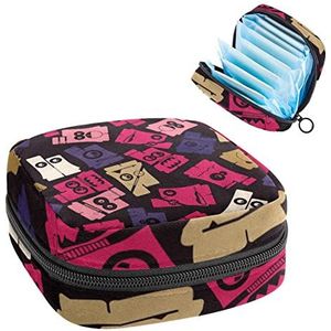 Kleurrijke patroon,Periode Pouch Draagbaar,Tampon Opbergtas,Tampon Houder voor Portemonnee Vrouwelijke Product Organizer, Meerkleurig, 4.7x6.6x6.6 in/12x17x17 cm