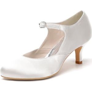 KYEGLO Satijnen Sandalen Met Gesloten Teen En Bandjes Voor Dames, Ronde Teen, Lage Hak, Sexy Geklede Schoenen, Perfect Voor Bruiloften.,ivoor,39