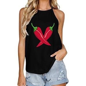 Peppercross Tanktop voor dames, zomer, mouwloos, T-shirts, halter, casual vest, blouse, print, T-shirt, 5XL