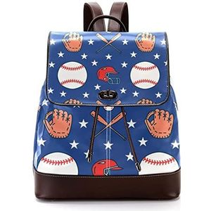 Sport Baseball Elementen Handschoenen Cap Blauw Gepersonaliseerde Casual Dagrugzak Tas voor Tiener, Meerkleurig, 27x12.3x32cm, Rugzak Rugzakken