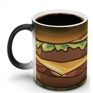 Hamburger Dekbedovertrek Keramische Koffie Mok 12oz Kleur Veranderende Mokken Brede Handvat Warmtegevoelige Verkleuring Cups