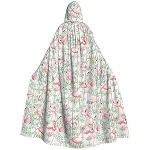 Bxzpzplj Bloemen Flamingo Plantkunde Print Carnaval Hooded Cape Voor Volwassenen, Heks Vampier Cosplay Kostuum Mantel, Carnaval Feesten