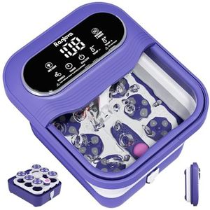 Ranjova Elektrische voetspa, met roterende massage, opvouwbaar voetbad met warmte, luchtbellen, temperatuurregeling en 24 gemotoriseerde shiatsu-massageballen