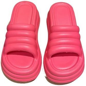 Sandalen, Women's Height Increasing Summer Slippers, Thick Bottom Comfortable Indoor Outwear One Word Drag Slippers voor dames(Red,41 EU)