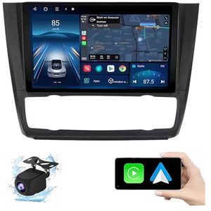 Android 14.0 2 Din Autoradio 9"" Touchscreen Auto Stereo voor BMW 1 Series 2008-2012 met Draadloze Carplay Android Auto GPS navigatie AHD Omgekeerd beeld Stuurwielbediening(A,P3(2G+32G))