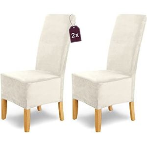 Scheffler-Home Stretch Stoelhoes Puma Velvet/Set van 2 Elastische Velours Stoelhoezen/Stoelbekleding Vrijdragende Stoelen/Microvezel Spanhoes met Elastische Band Elegante Stoelhoezen