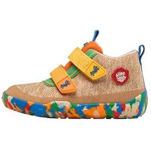 Affenzahn Buddy Blotevoetenschoen, leer, met klittenbandsluiting, zacht, antislip, flexibel, reflecterend, voor jongens en meisjes, in maat 21-32, Affenzahn 10 jaar beige, 35 EU