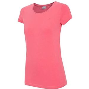 4F Sportstyle Classic T-shirt L22 TSD350 voor dames, sportief van superzachte stof katoen, koraalrood, L